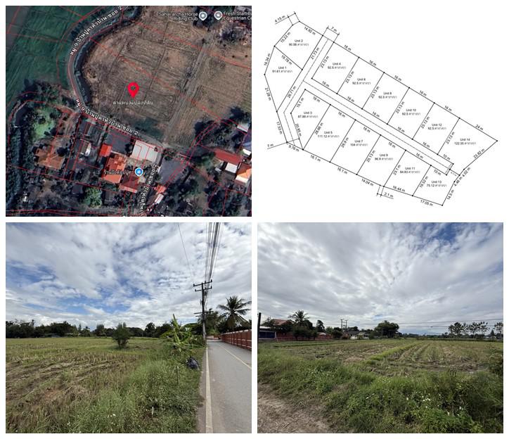 แบ่งขายที่ดิน 14 แปลง ขนาด 75-122 ตารางวา ตั้งอยู่ที่ ตำบลแม่ปูคา อำเภอสันกำแพง